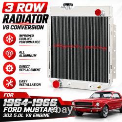 3 Row V8 Conversion Radiator Aluminium FOR 64-66 Ford Mustang 302 5.0L V8 Engine