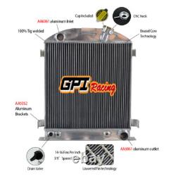 3 Rows Aluminum Radiator for FORD 1932 Hi-Boy Chevy Engine Hotrod 32