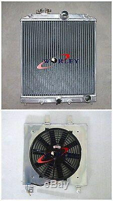 3 row Aluminum Radiator&Shroud &Fan for 1992-2000 Honda CIVIC EG EK B16 B18