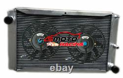 4 ROW Alu Radiator + FAN For fan for Volvo 340-360 343 344 345 1.4 1.7 1979-1991