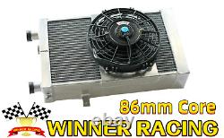 86mm Core Alloy Radiator+Fan fit Lotus Europa 1.5L/1.6L 1966-1976 MT