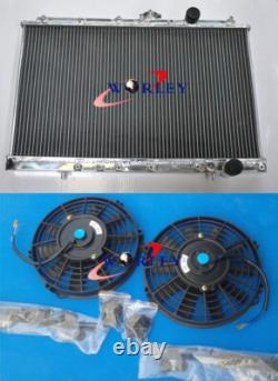 Aluminum Radiator+FANS For Mitsubishi Lancer evo1 2 3 I II III 1993-1995 1994 MT