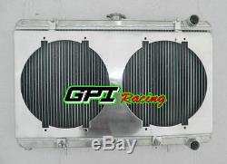 Aluminum Radiator & Shroud &Fans Fit Nissan 200SX S13 CA18DET 1.8 Turbo 88-94 MT