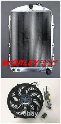 Aluminum radiator + fan for CHEVY HOT / STREET ROD 350 V8 1938 automatic ALLOY