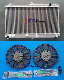 For Mazda MX-5 NB Roadster Miata MX5 1.6/1.8 1998-2005 MT Aluminum radiator+Fans