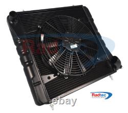 Radiateur en alliage Radtec pour Jaguar E-Type Série 1 3.8 + ventilateur SPAL 14