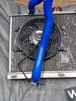 Radiateur en alliage d'aluminium Mitsubishi Evo 4 5 6 avec ventilateur et tuyaux 7 8 9