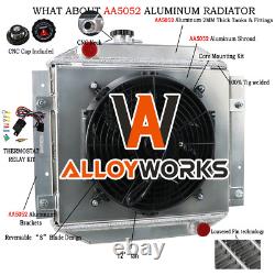 Radiateur en alliage d’aluminium à 3 rangées avec carénage de ventilateur et relais, compatible avec Ford Escort 1971-1980 MT UK