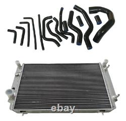Radiateur en aluminium compatible Jaguar XJS/XJ12 5,3 L V12 BVA 1976-1996 + durites en silicone NOIR