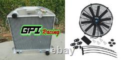 Radiateur en aluminium + ventilateur pour Ford hot rod abaissé avec moteur Chevy 350 V8 1932 32 AT